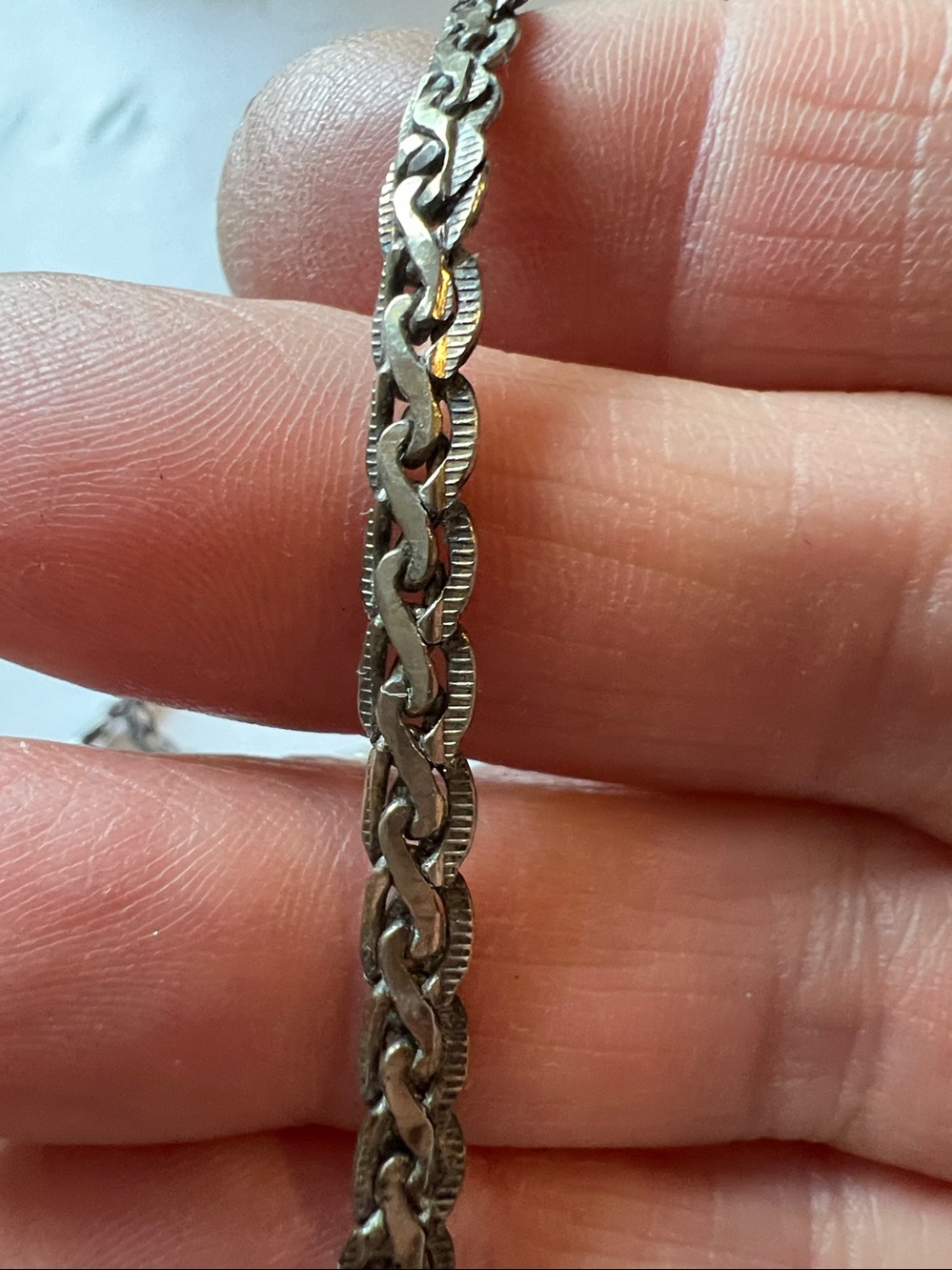 Vintage Sterling Silver wheat chain necklace 22”